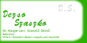 dezso szaszko business card